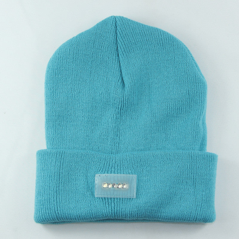 LED Headlamp Glowing Knit Warm Hat With A Flashlight