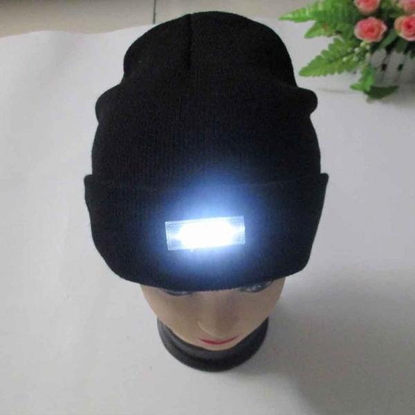 LED Headlamp Glowing Knit Warm Hat With A Flashlight