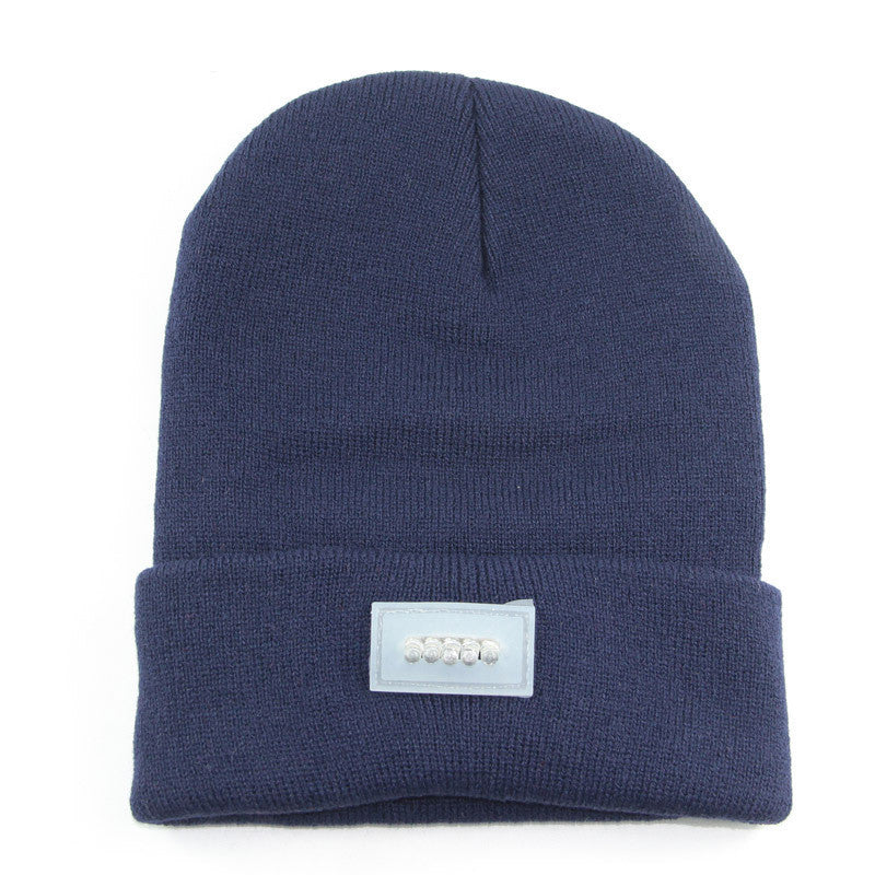 LED Headlamp Glowing Knit Warm Hat With A Flashlight