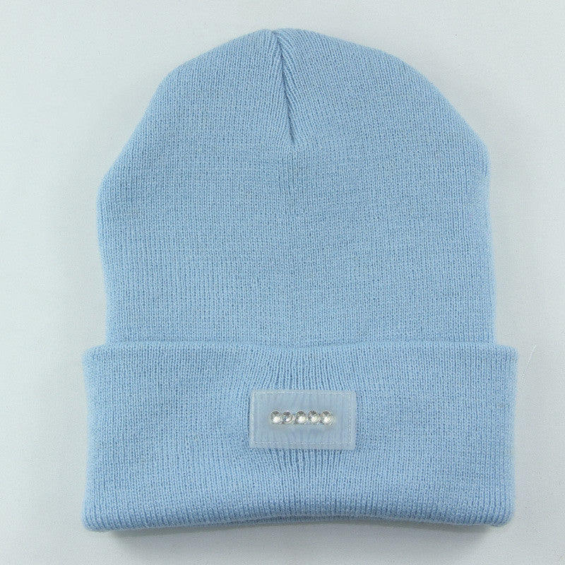 LED Headlamp Glowing Knit Warm Hat With A Flashlight